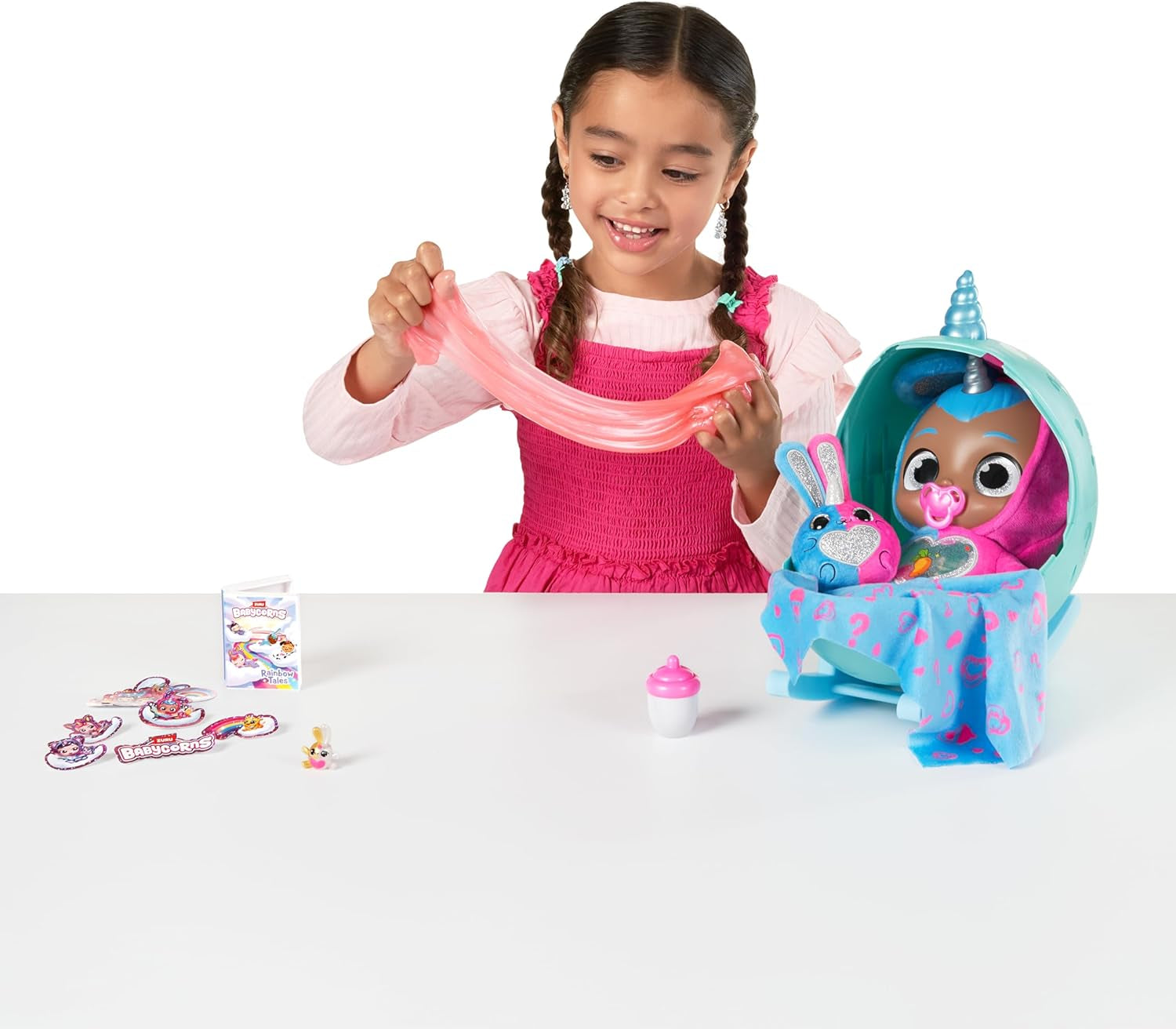 Babycorns Seria 1 de ZURU Păpușă Magică Pisică (Mac) cu Accesorii, Jucărie Surpriză Despachetare pentru Copii, Fete