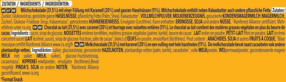 Nestlé NUTS, mogyorós csokoládészeletek karamell töltelékkel, egész mogyoróval és ízletes cukorkakrémmel, tejcsokoládéval bevonva, 1 csomag (5 x 30 g)