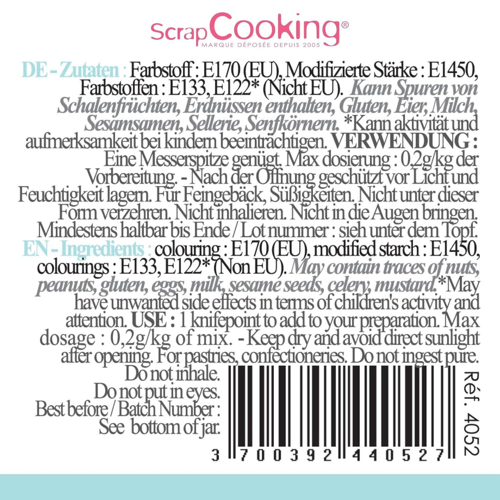 Scrapcooking, colorant alimentar pudră, albastru pastel, 5 grame Naty Shop