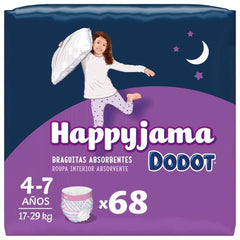 Happyjama pelenkák lányoknak, 4-7 éves korig (17-29 kg), 68 db, éjszakai párásodás elleni védelemmel ellátott pelenkák Mother and Child Naty Shop