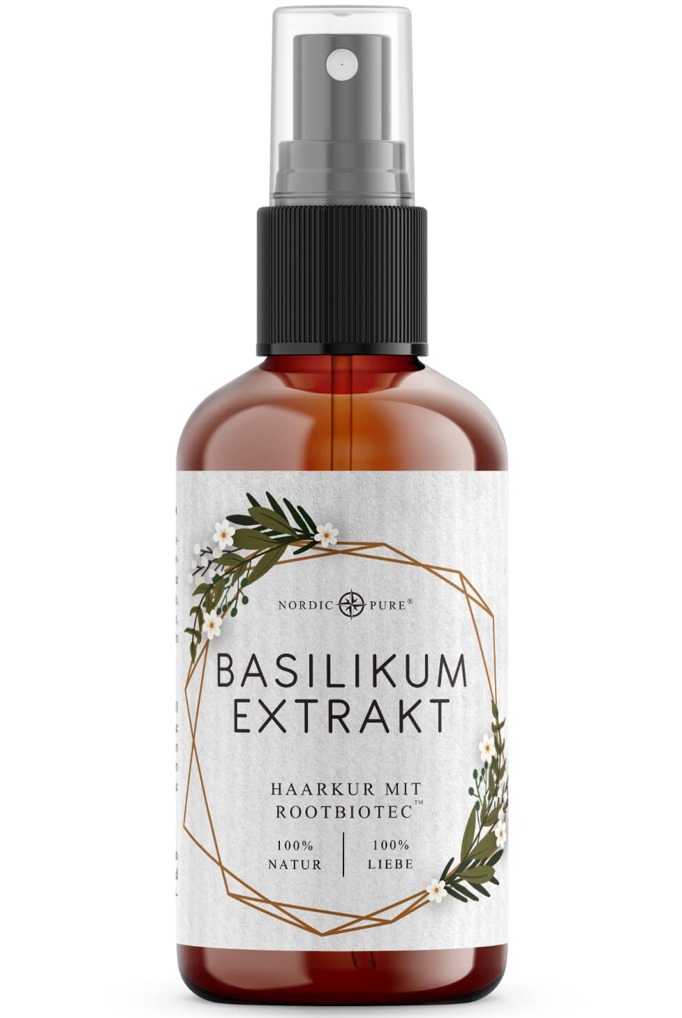 Tratament pentru păr cu extract de busuioc de la Nordic Pure | Pentru îngrijirea părului subțire, uscat și fragil | Poate preveni căderea părului | 100ml Ingrijirea parului Naty Shop Titlu implicit