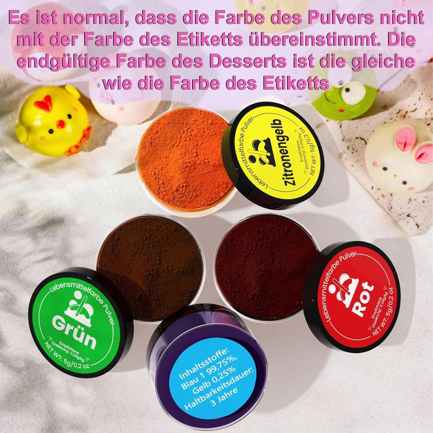 Colorant alimentar pudră 12 culori x 5 g - Colorant alimentar foarte concentrat pentru copt, colorant alimentar pudră pentru prăjituri, macarons, fursecuri, glazură (pentru uz casnic și profesional)