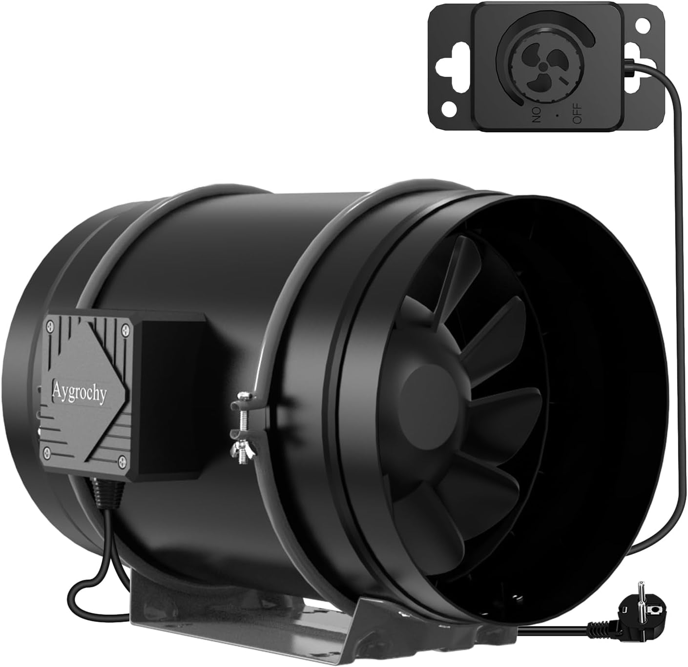 Aygrochy 200 mm-es 70 W-os, állítható csőventilátor EC motoros kipufogóventilátor fűtéshez, hűtéshez, nyomásfokozókhoz, termesztősátrakhoz, hidroponikához, háztartási, szellőztetéshez és kipufogóventilátorhoz.