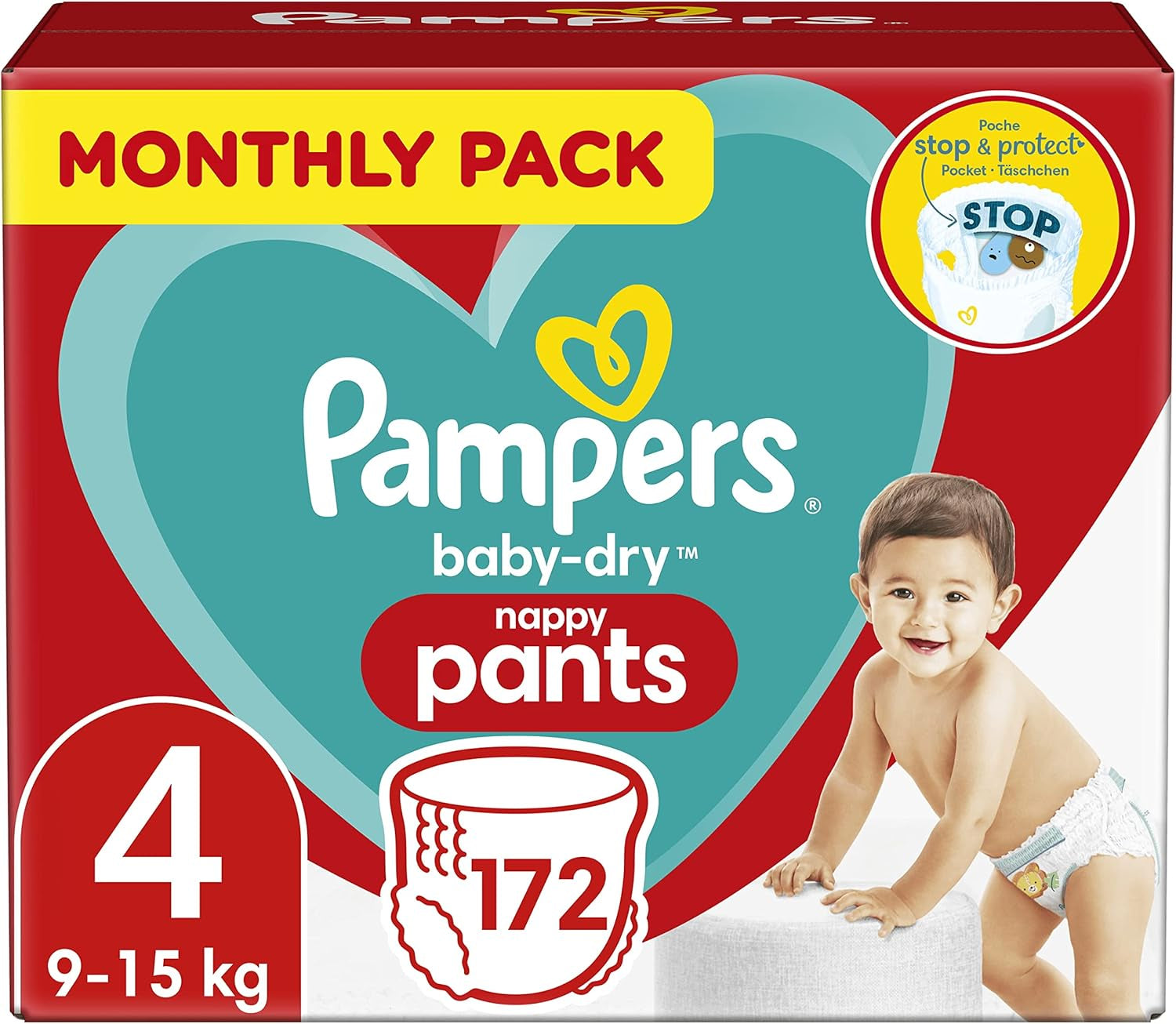 Pampers (régi verzió), bugyi, 4-es méret, 9 kg-15 kg, három csomag (1 x 88 pelenka)
