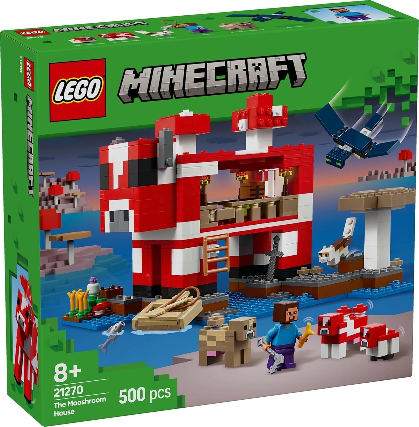 LEGO Minecraft A gombás tehénház Videojáték építőjáték Gombaföld modell minifigurákkal, Steve és más karakterek játékkészlet fiúknak és lányoknak 8 éves 21270 építőkészletek Beuche den LEGO-Store