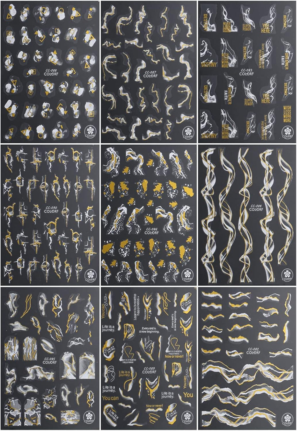 9 Blatt Nagelsticker Französischer Spitzenmarmor Nagelaufkleber Selbstklebend Weißes Gold Nail Art Sticker Dekoration Nageldesign Zubehör