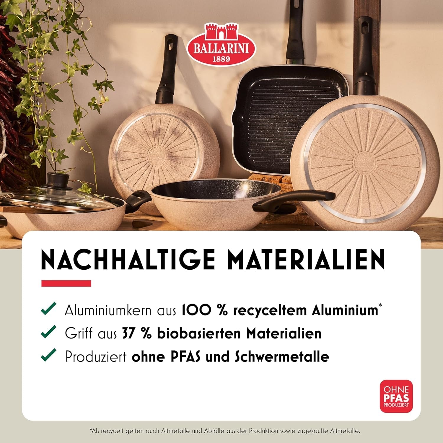 Tigaie Ledro, 24 cm, aluminiu, potrivită pentru inducție, strat ceramic antiaderent, Thermopoint, Made in Italy, bej Oale si Tigai Naty Shop