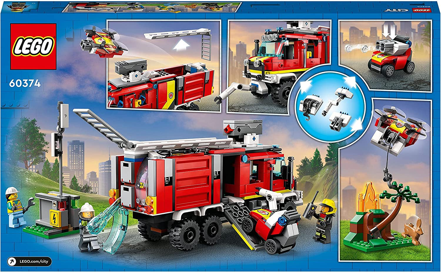 LEGO 60374 City Fire Brigade Command jármű Modern tűzoltóautó játék tűzoltó drónokkal gyerekeknek való építőkészletekkel Besuche den LEGO-Store