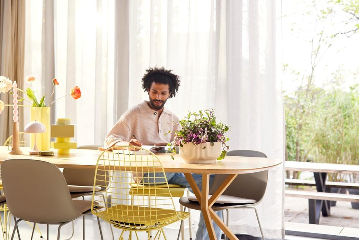 elho Vibes Fold Bowl 25 - Ghiveci de flori de interior - 100% plastic reciclat - Ø 24,9 x H 12,1 cm - Alb/In Alb