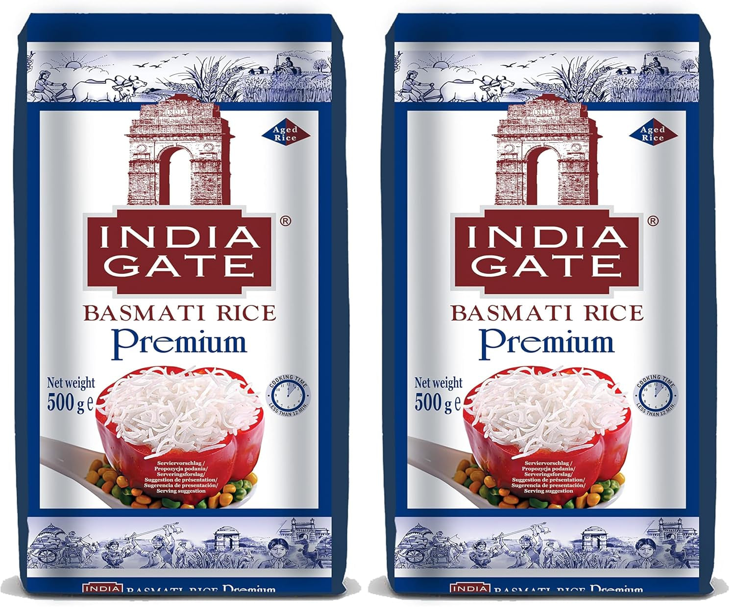 INDIA GATE Premium Basmati Rice – Aromás, finom hosszú szemű rizs Indiából, finom hosszú szemű (1 x 500 g)