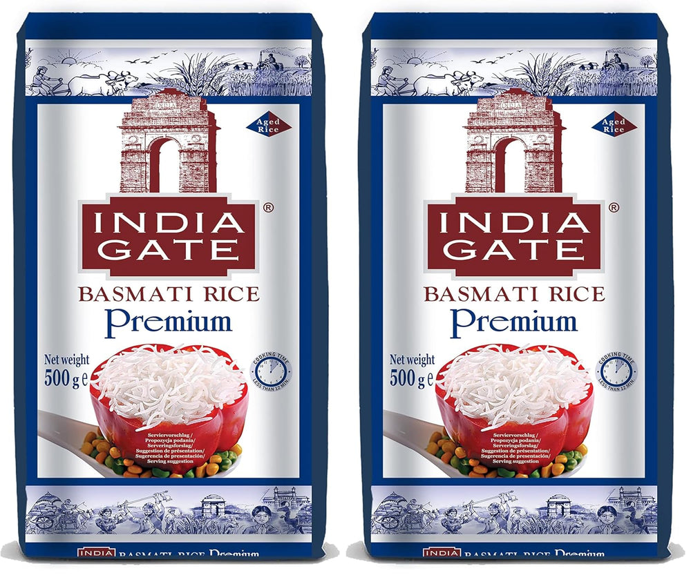 INDIA GATE Premium Basmati Rice – Aromás, finom hosszú szemű rizs Indiából, finom hosszú szemű (1 x 500 g)