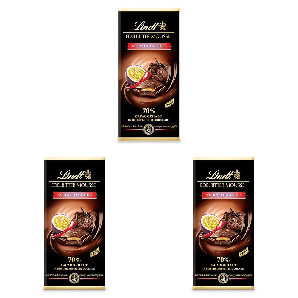 Lindt étcsokoládé hab chilivel és cseresznyével | Rúd 150g | 70%-os kakaótartalommal, étcsokoládé mousse töltelékkel és cseresznye chilivel | Csokoládé | Étcsokoládé
