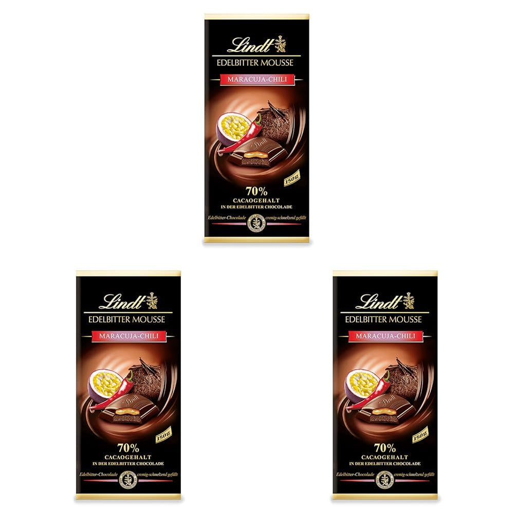 Lindt étcsokoládé hab chilivel és cseresznyével | Rúd 150g | 70%-os kakaótartalommal, étcsokoládé mousse töltelékkel és cseresznye chilivel | Csokoládé | Étcsokoládé