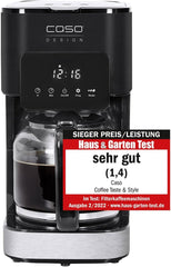 Espressor CASO Coffee Taste and Style cu filtru permanent, 1,5 l, temperatură optimă de preparare 92-96 °C, sistem anti-picurare, cap de preparare optimizat, oțel inoxidabil, 12 cești
