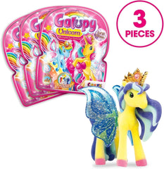Galupy Unicorn - Pachet de 3 figurine unicorn, jucării unicorn de colecționat, figurine ponei cu aripi strălucitoare și cristal Swarovski Action figures Naty Shop