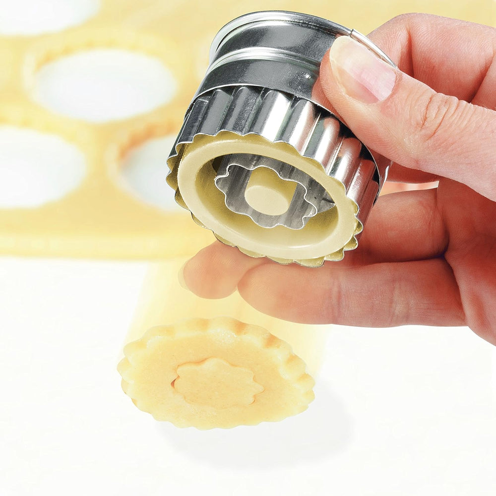 Forme de biscuiți Zenker PATISSERIE pentru fursecuri și biscuiți, Forme cu motive pentru fursecuri Linzer, Cantitate: 1 x Set de forme de biscuiți, 4 bucăți, Argintii