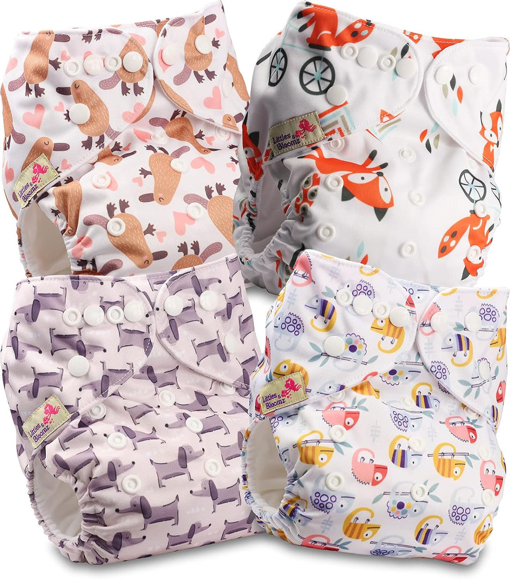 Littles és Bloomz FLP2-0406 Standard Clip újrafelhasználható pelenka, 4 pelenka