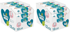 Pampers Sensitive babatörlő, 624 törlőkendő (12 x 52), illatmentes, a gyengéd, gyengéd tisztításhoz (2 db-os csomag)