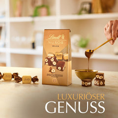 Lindt csokoládé | NUXOR tejcsokoládé tasak | 103g | Tejszínes Gianduja tejcsokoládé kockák pirított mogyoróval | Csokoládé ajándék