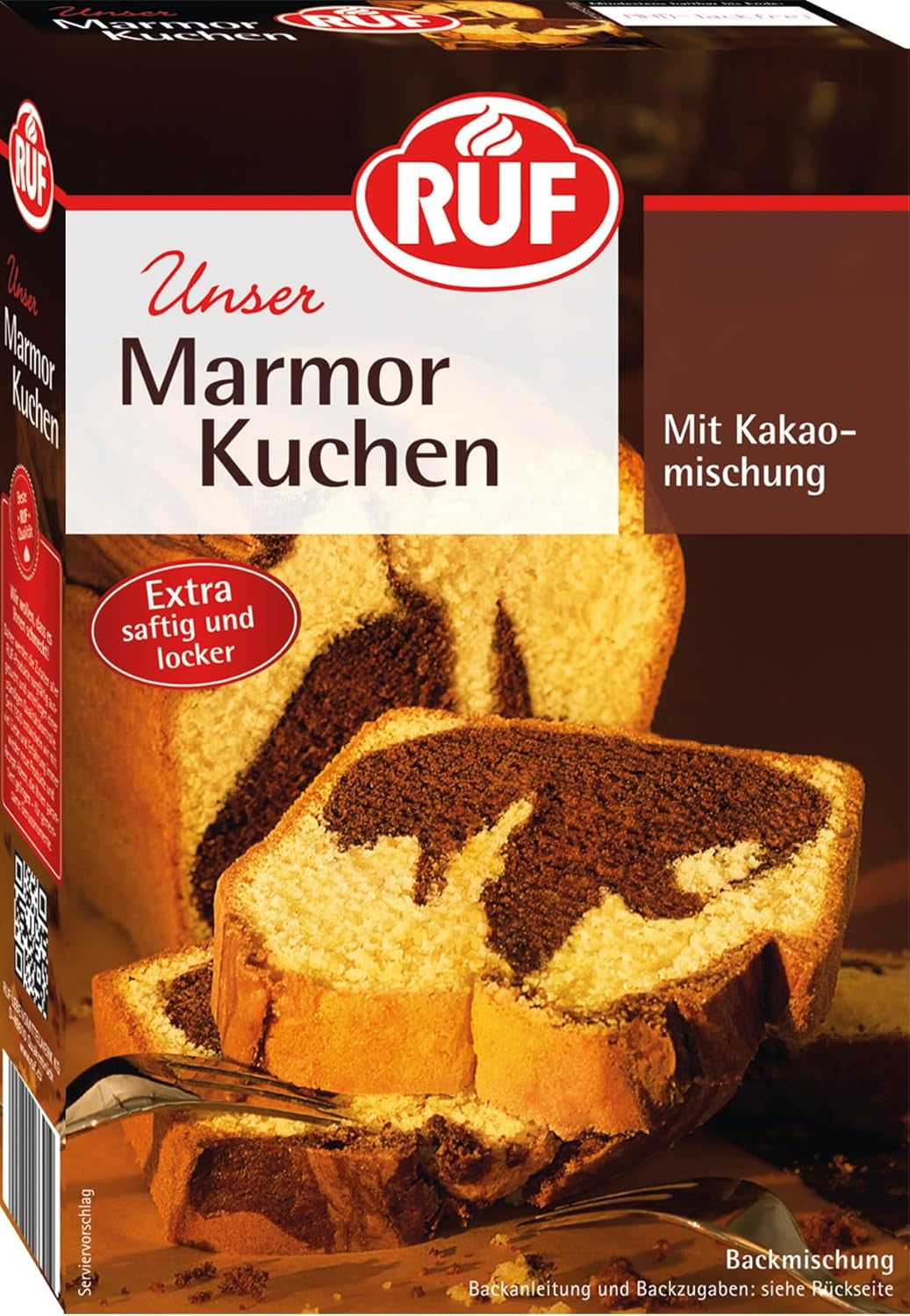 RUF Marmorkuchen, Backmischung Für Einen Kuchen Mit Marmormuster, Hellerteig Mit Kakaomischung, Extra Saftig Und Locker, Vegane Variante Möglich Naty Shop 450 G (1 Er Pack)