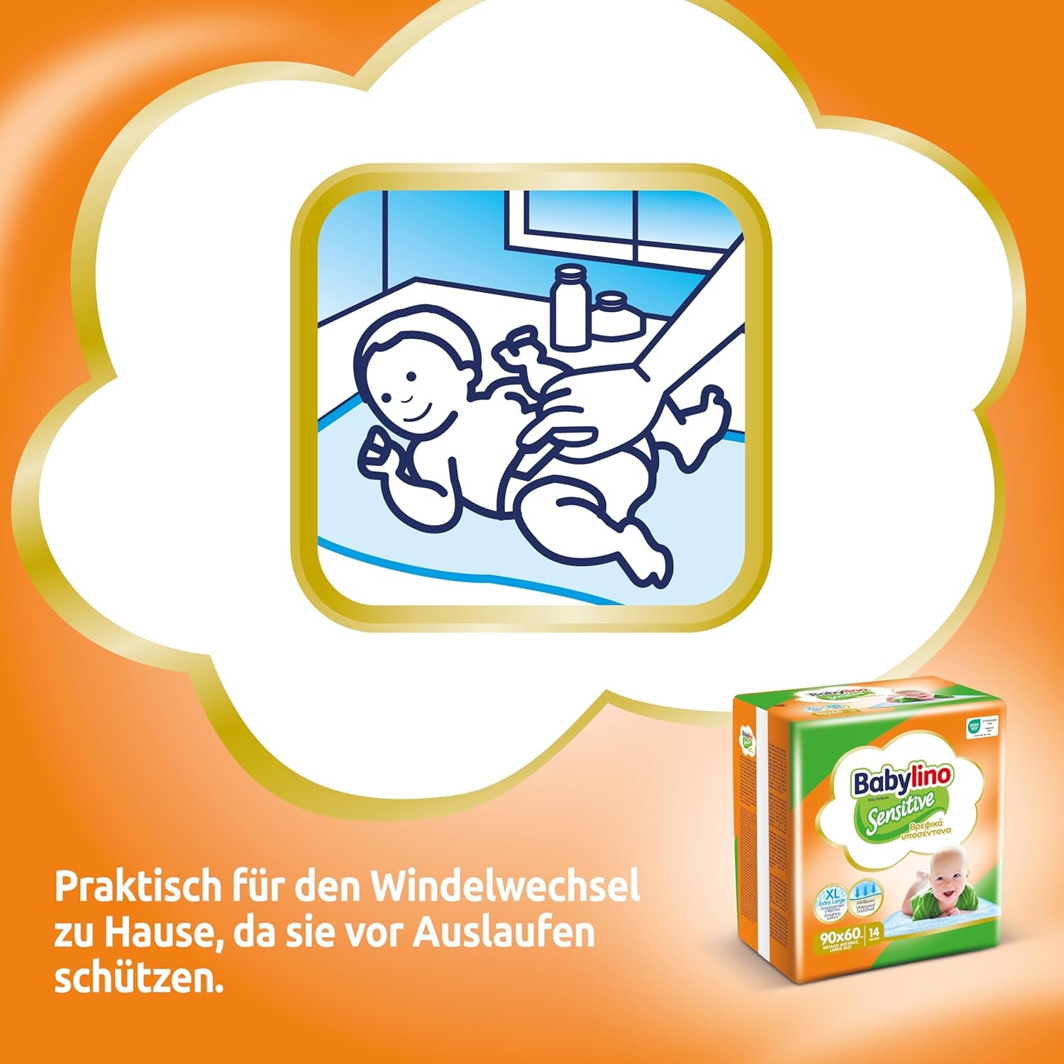 Sensitive nedves törlőkendők, 90 x 60 cm, extra nedvszívó, 14 db