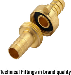 Racord furtun din alamă Gardena, 3 piese: Racord pentru prelungire furtun, filet de 26,5 mm (G 3/4 inch), pentru furtunuri de 13 mm (1/2 inch) (7151-20)