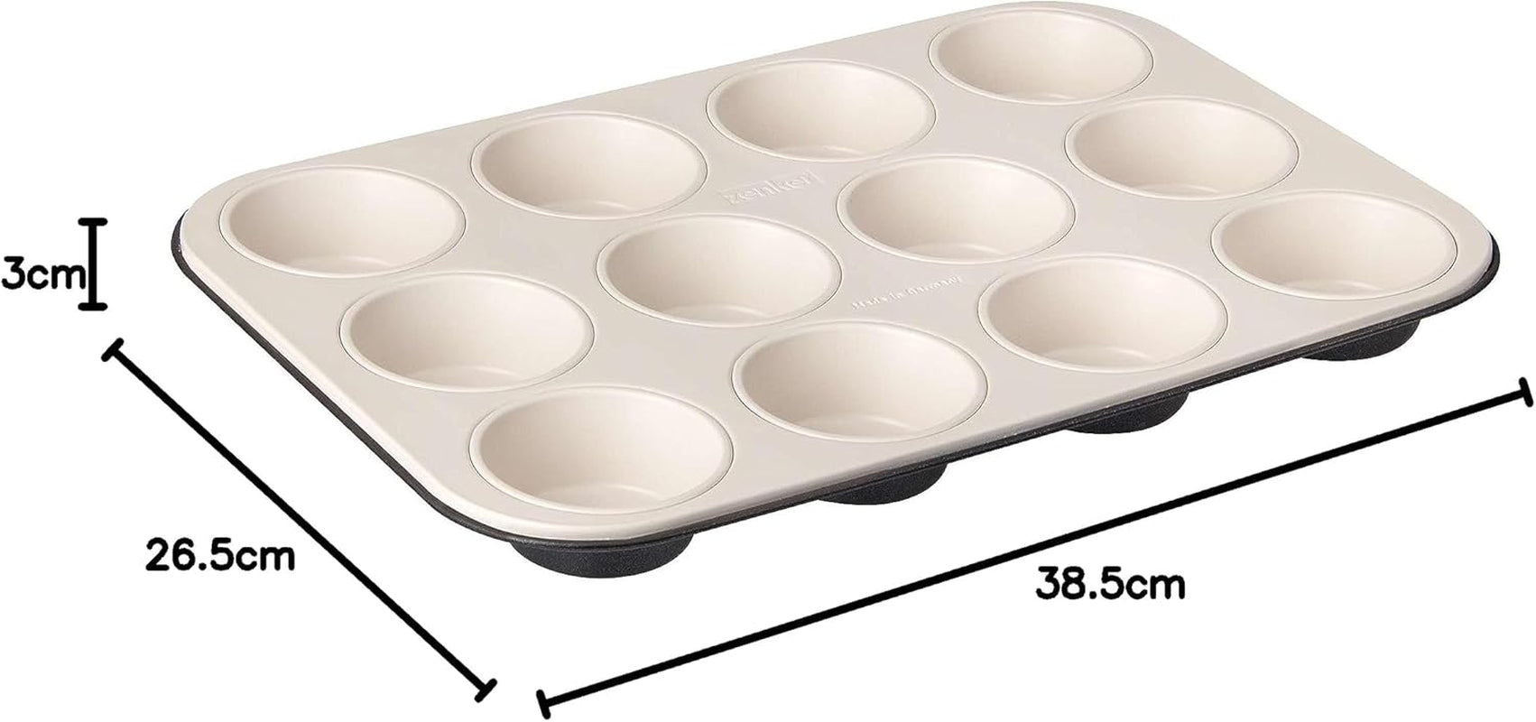 Zenker 12 muffin, átmérő Ø 7 cm CREME NOIR, Tepsi muffinokhoz tapadásmentes bevonattal, kerámiával megerősítve Formák és tepsiek Naty Shop