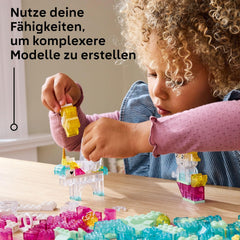 LEGO Classic Zauberbox mit durchsichtigen Steinen - Farbenfrohe Bausteine ​​und Aufhängersteine ​​- Einhorn, Drache, Pinguin und weitere Figuren - Bastelset für Mädchen & Jugen ab 5 Jahren 11040