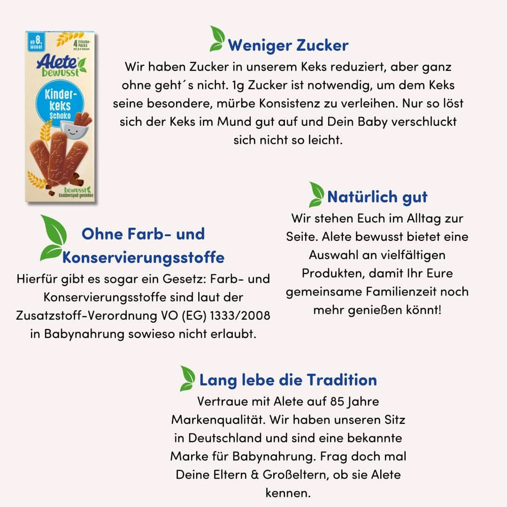 Alete tudatosan Csokoládé keksszel gyerekeknek, 8. hónaptól, Anya és Gyermek Naty Shop