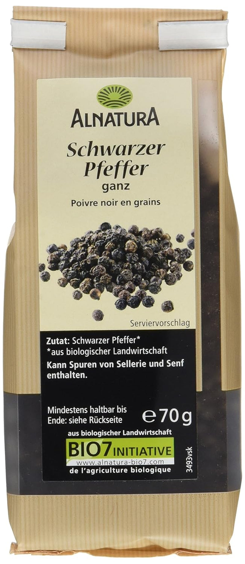 Bio Schwarzer Pfeffer ganz, 70g