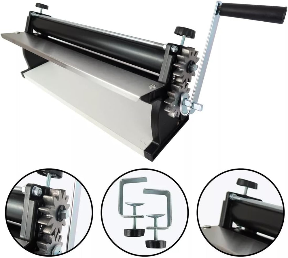 DKN pizza tésztahenger gép kézi hajtókarral, 48,8 cm, tésztafőző gép, teigfolie szárvédő tekercsekkel és Dicken vezérléssel – masszív Stahl és alumínium szerkezet