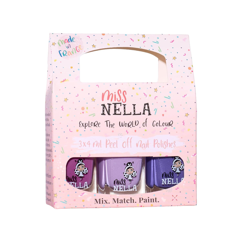 Miss Nella Magic Collection 4 részes csillogó körömlakk szett: rózsaszín, piros, arany és kék, speciális gyerekeknek kivehető körömlakk, nem mérgező, vízbázisú, szagtalan