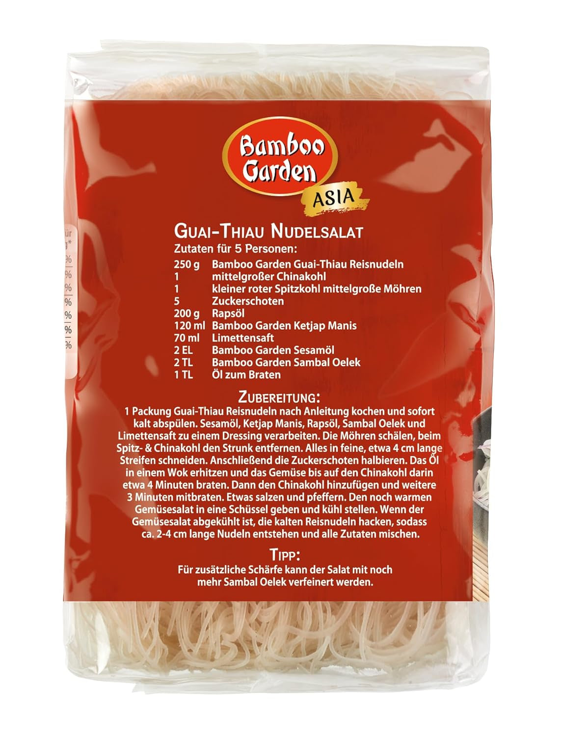 Bamboo Garden Guai Thiau rizstészta, 250 g (a csomagolás kialakítása eltérő lehet)