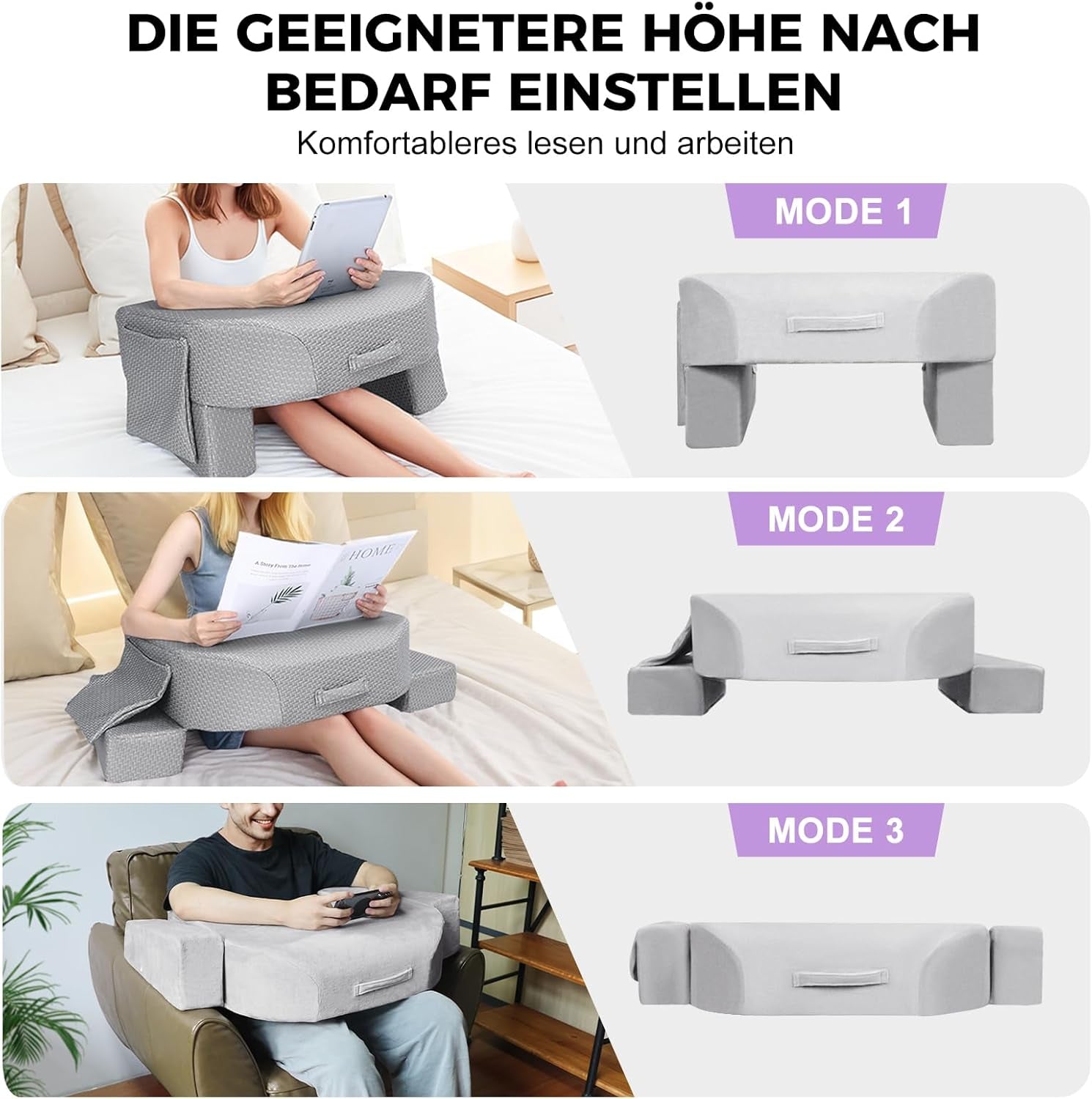 Pernă de citit în poală cu burete 26D, pernă pentru cărți, cititoare electronice, pernă pentru birou în poală pentru adulți, așezabilă pe pat, podea, canapea (strat de aer)