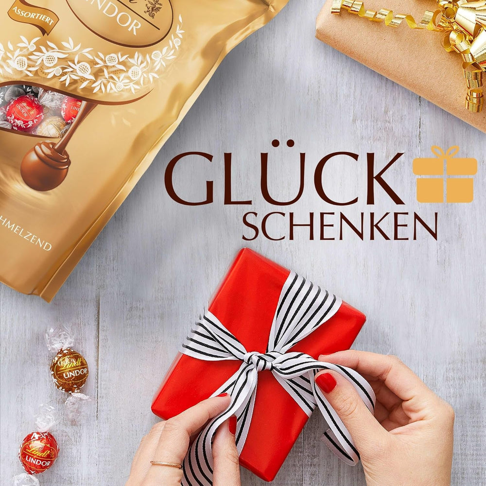 Asortiment clasic de bile de ciocolată Lindt LINDOR | aprox. 80 de bile de ciocolată (cu lapte, albă, neagră 60%, alune) | Pachet vrac, 1 kg