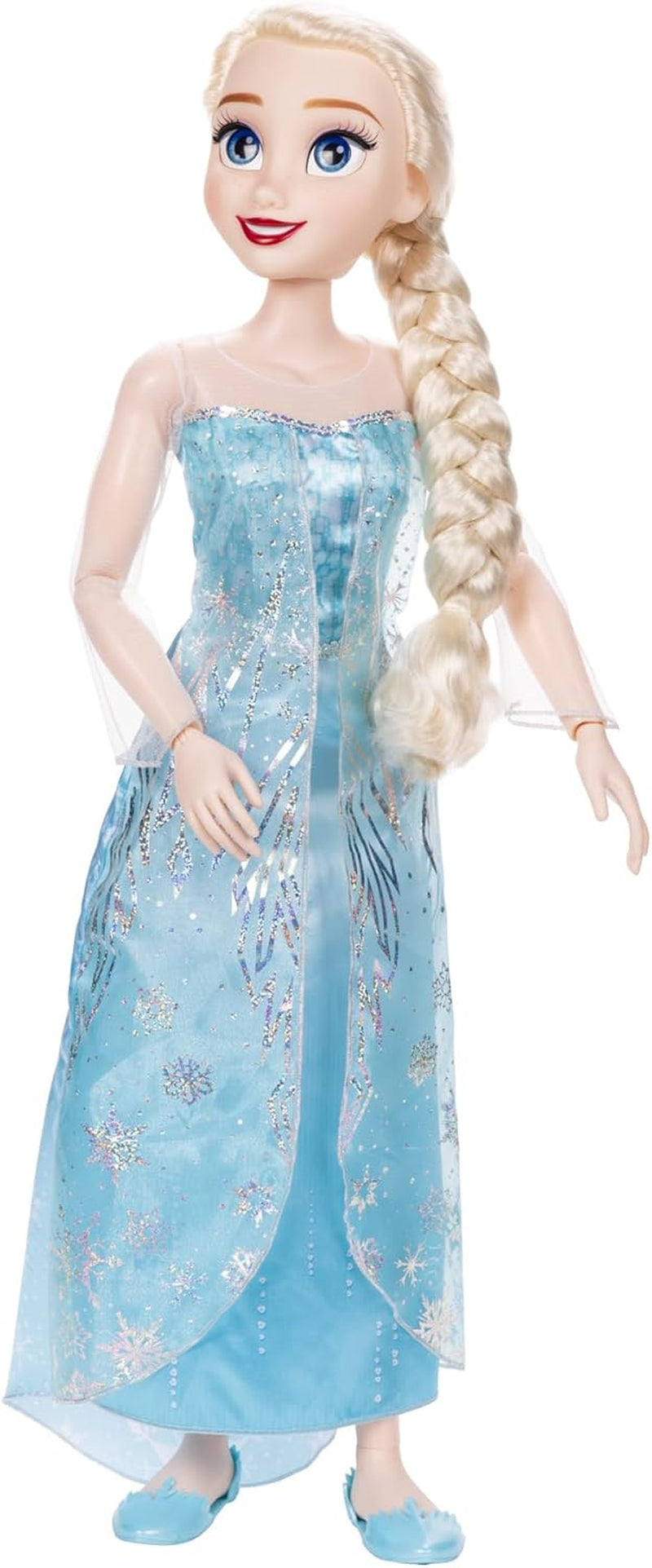 Păpușa uriașă Disney Frozen Playdate Elsa, 80 cm, de Jakks Pacific, păpușă complet articulată cu 11 puncte de articulație, inclusiv perie de păr și accesorii