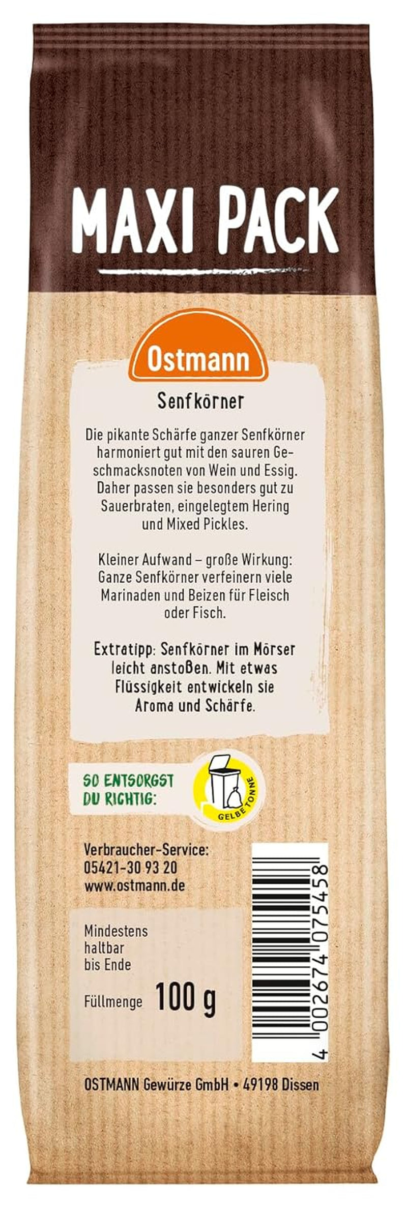 Ostmann Gewürze - Senfkörner ganz | Ideális gyümölcsök és zöldségek 100 g-os Vorteilsbeutel csomagolására