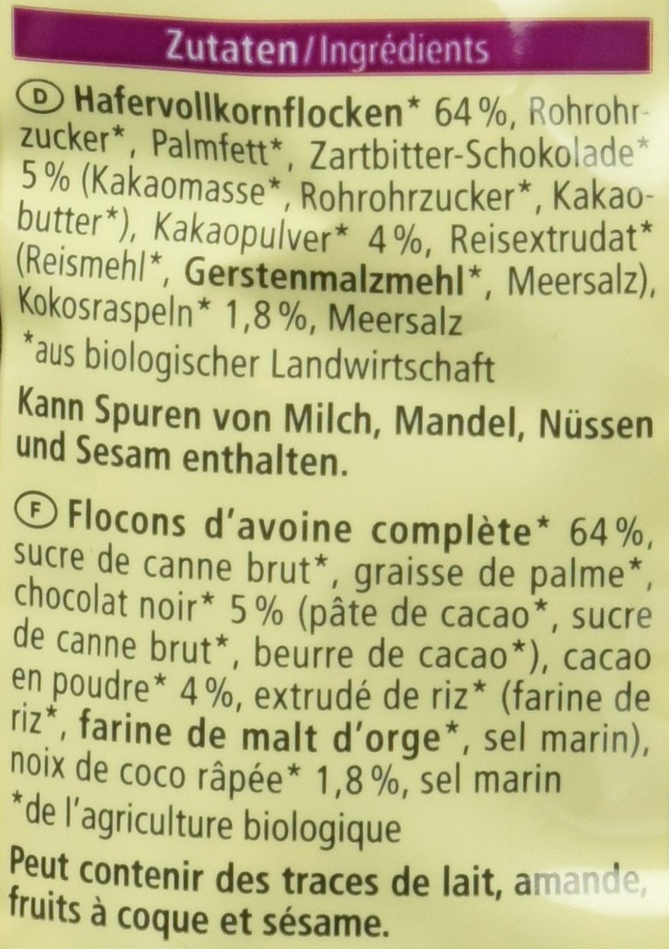 Ropogós zabtorta bio csokoládéval, 375g