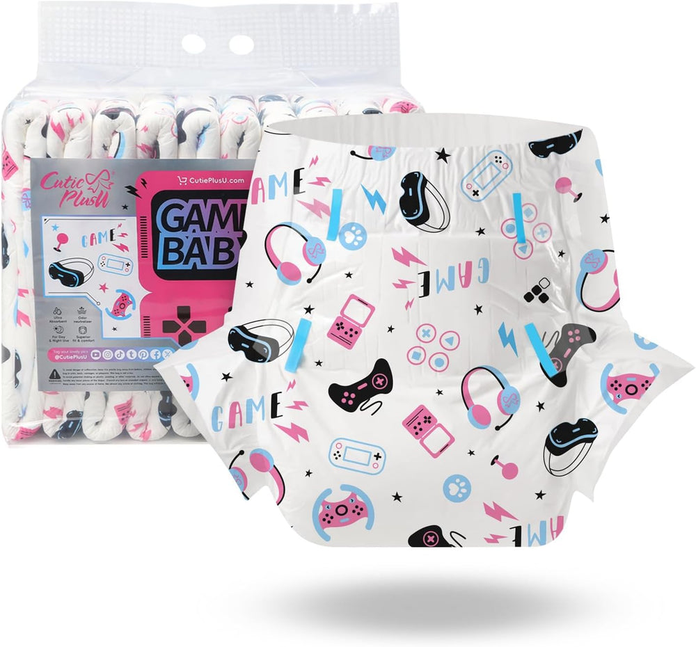 CutiePlusU felnőtt pelenkák, 10 darab, eldobható inkontinencia bugyi lepedővel nőknek és férfiaknak, maximális nedvszívó képesség éjszaka - kis hercegnő (nagy méret 94-119 cm)