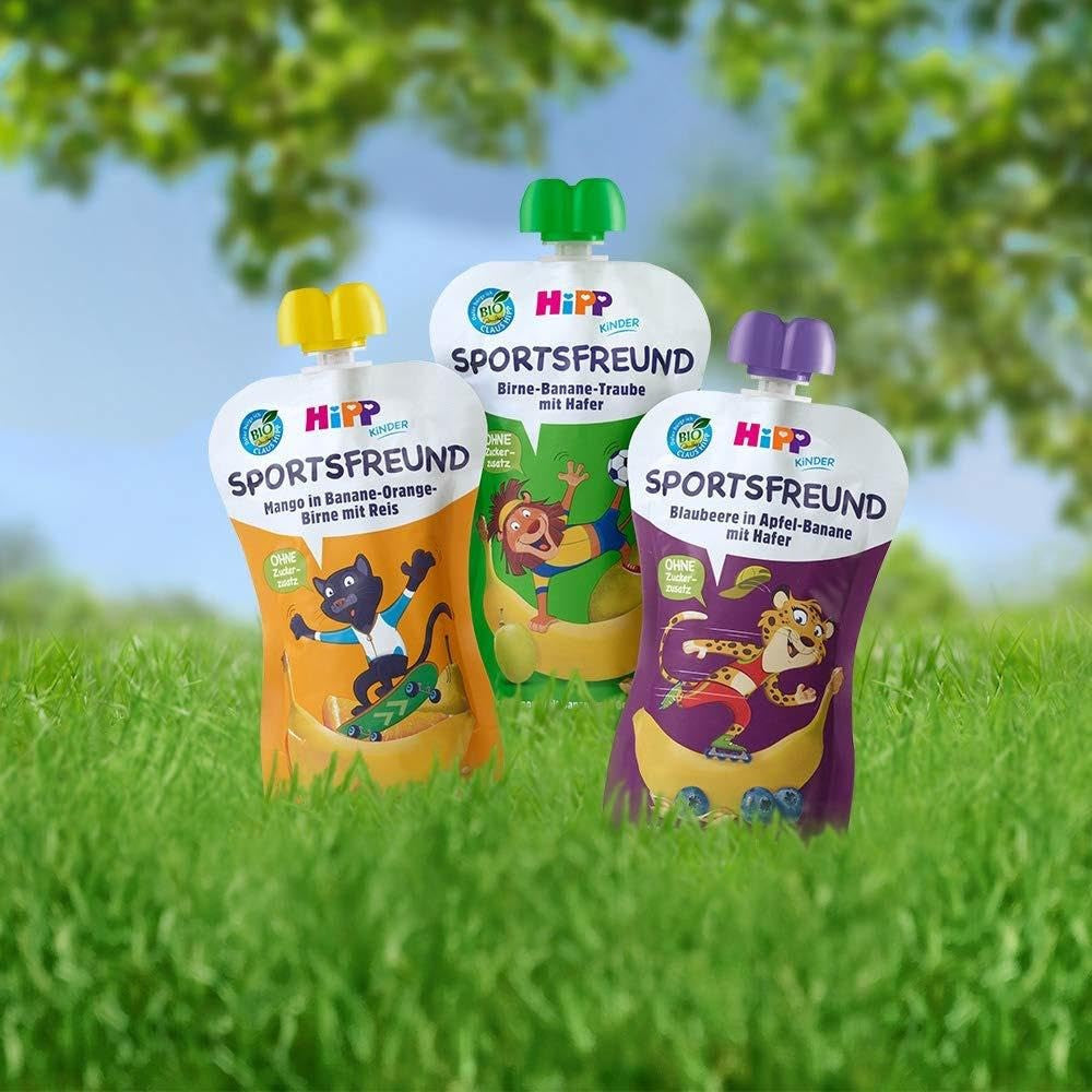 Hipp squeeze zacskók, 100% bio gyümölcs hozzáadott cukor nélkül, 6 x 120 gramm Mother and Child Naty Shop