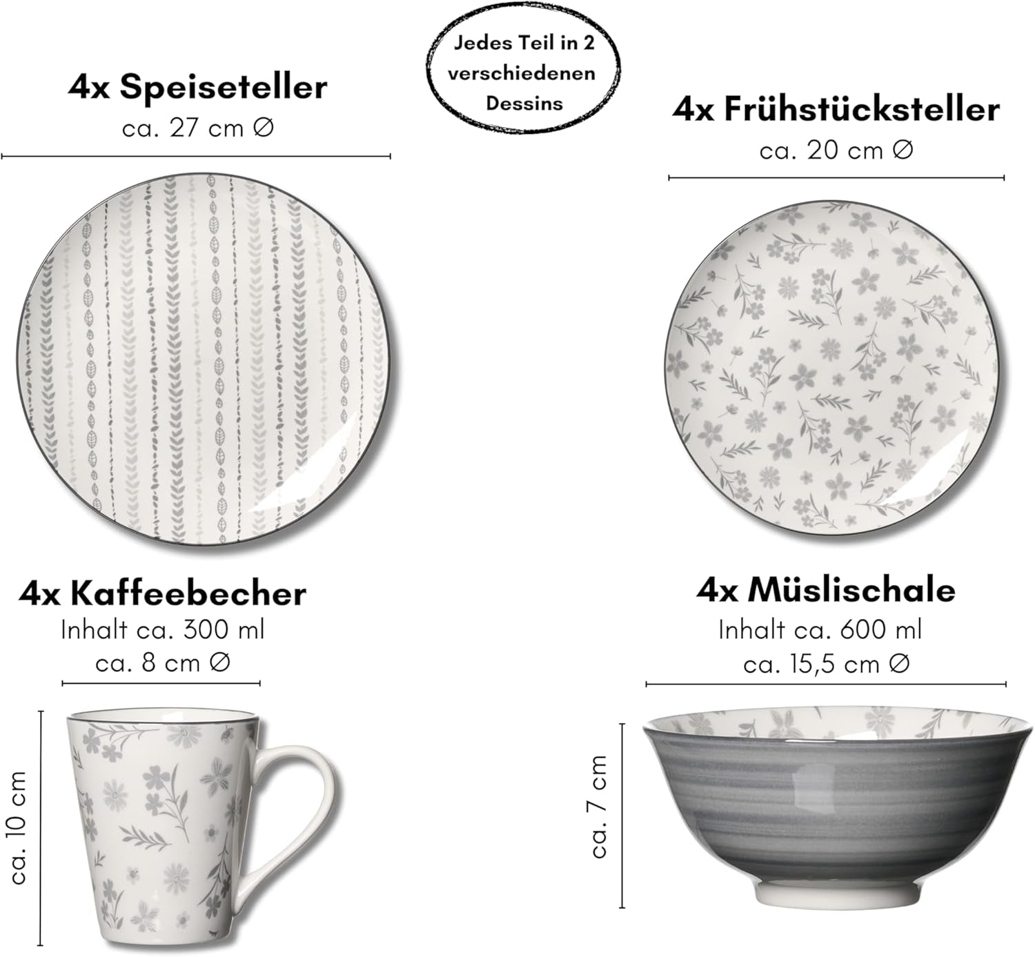 Set de veselă Sendai cu 16 piese, True