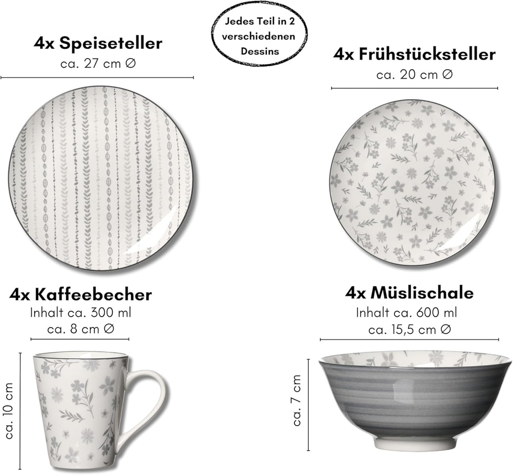 Set de veselă Sendai cu 16 piese, True