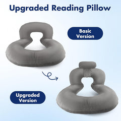 Pernă de citit, pernă de spate în formă de U cu pernă de gât, pernă de gaming gri, pernă pentru citit, joacă, lucru, odihnă