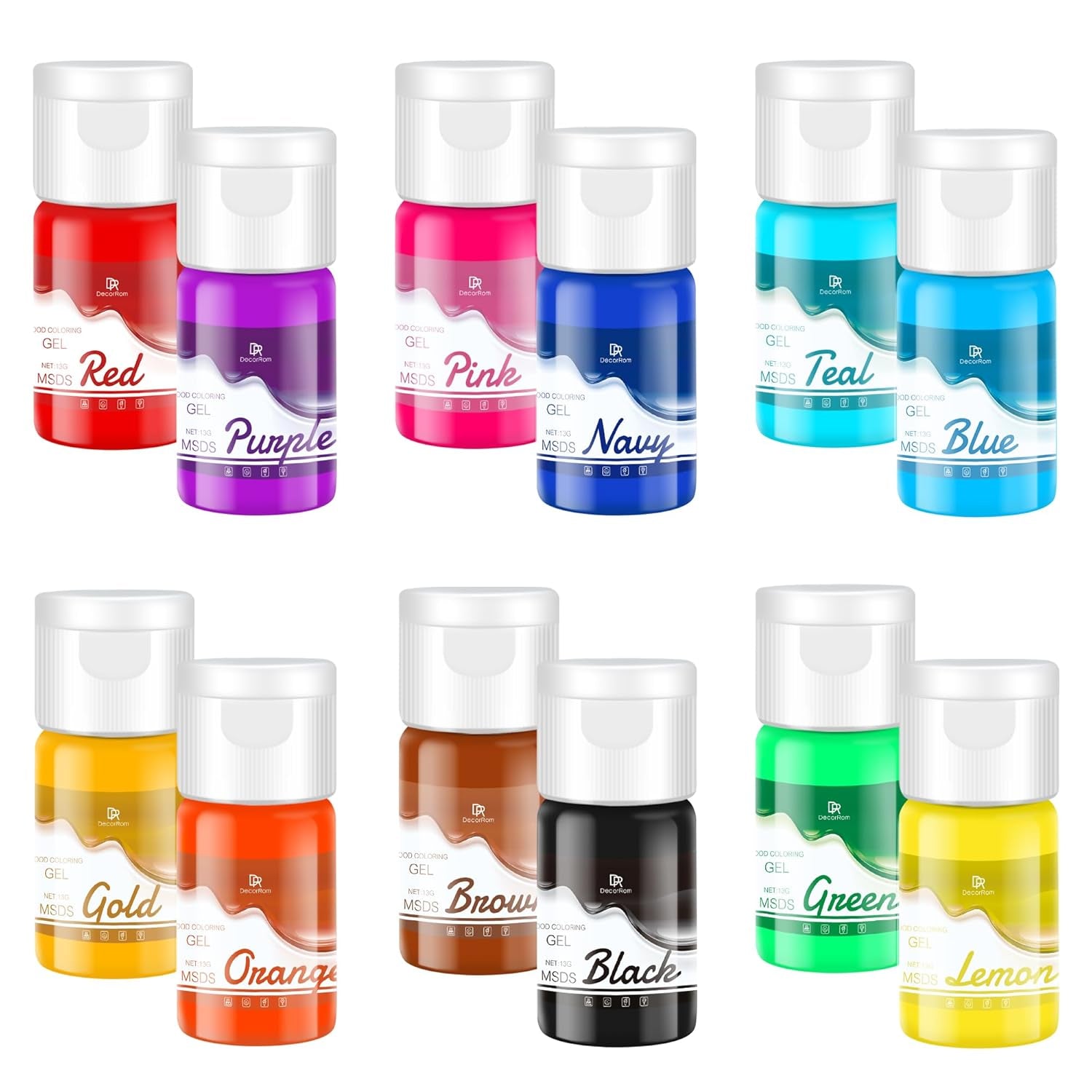 Colorant alimentar gel - 26 de culori coloranți alimentari concentrați în gel pentru decorarea torturilor, copt, fursecuri, macaroane - Colorant alimentar fără zahăr pentru băuturi, decorarea torturilor, slime DIY, ouă de Paște - 6 ml fiecare