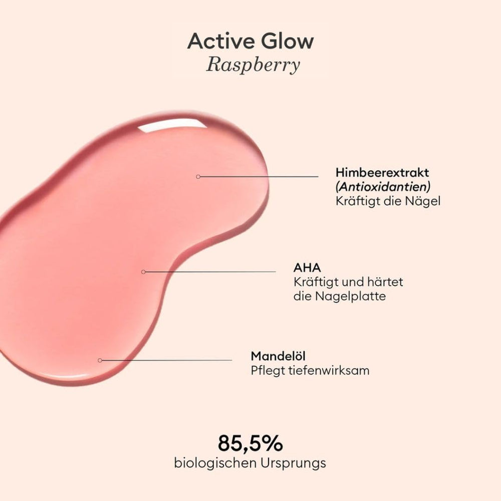 MANUCUIST Nail Care Repair Active Glow Raspberry (rózsaszín) bio-alapú: édes mandula, málna, tápláló és fényes körömlakk, átlátszó rózsaszín hatás - Nude körömlakk