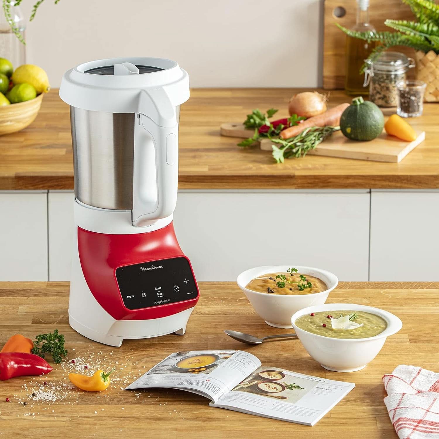 Soup&Plus LM924500 Standmixer, 1100 W, Schüssel 2 L, Edelstahlklingen, 3 Automatische Program, Manueller Modus, Perfektes Mixen, Suppen, Smoothies, Eussies, Made in France, Soup&Plus Mother and Child Naty Shop