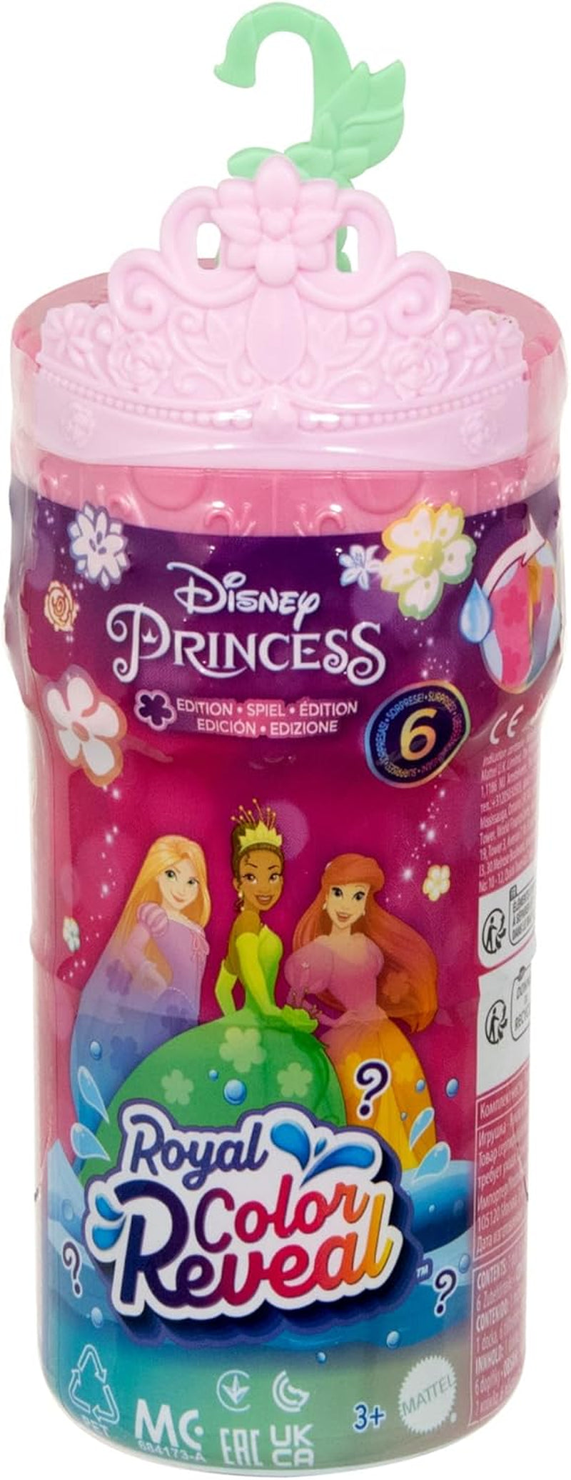 Mattel Disney Princess Royal Color Reveal, păpușă mică cu 6 surprize, inclusiv inel parfumat și 4 accesorii (păpușile pot varia), Seria Garden Party HRN63