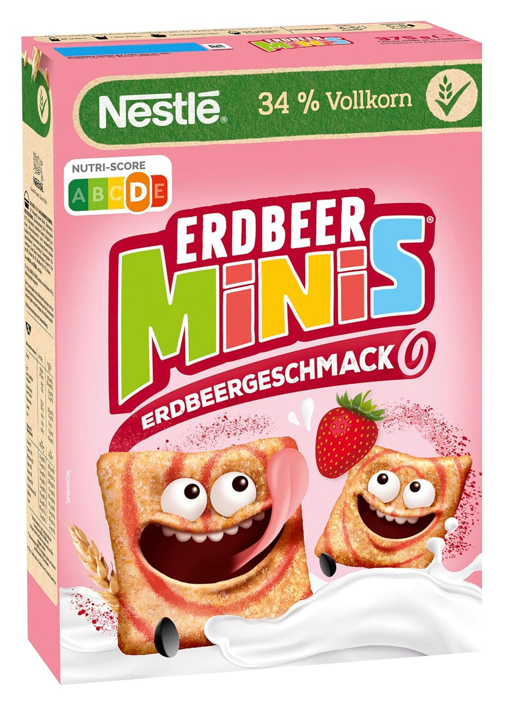 Nestlé Strawberry Minis, eper ízű teljes kiőrlésű gabona, 7 db (7x375g) csomag