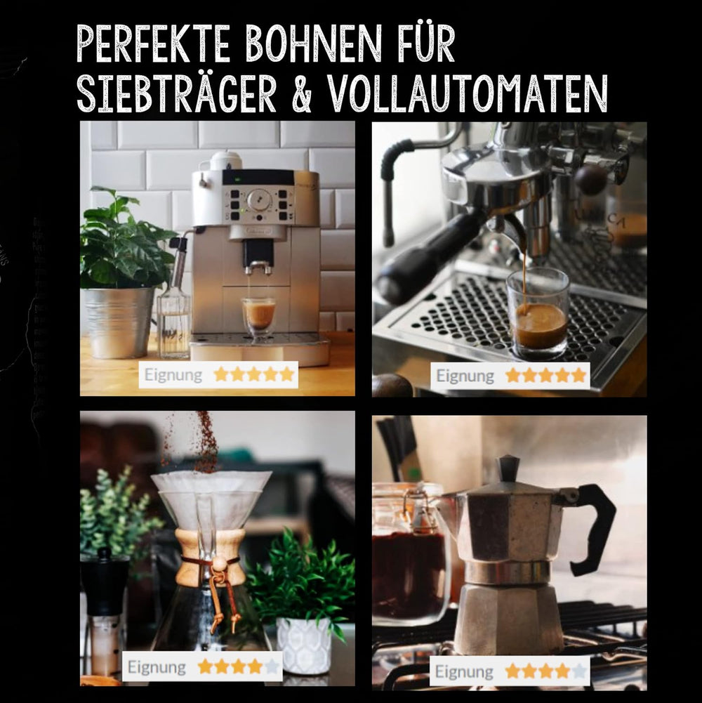 | Kaffeebohnen extra stark | Espresso 100% Robusta | viel Koffein wenig Säure | 1000g ganze Kaffee Bohnen | geeignet für Vollautomat | mit Zufriedenheitsgarantie