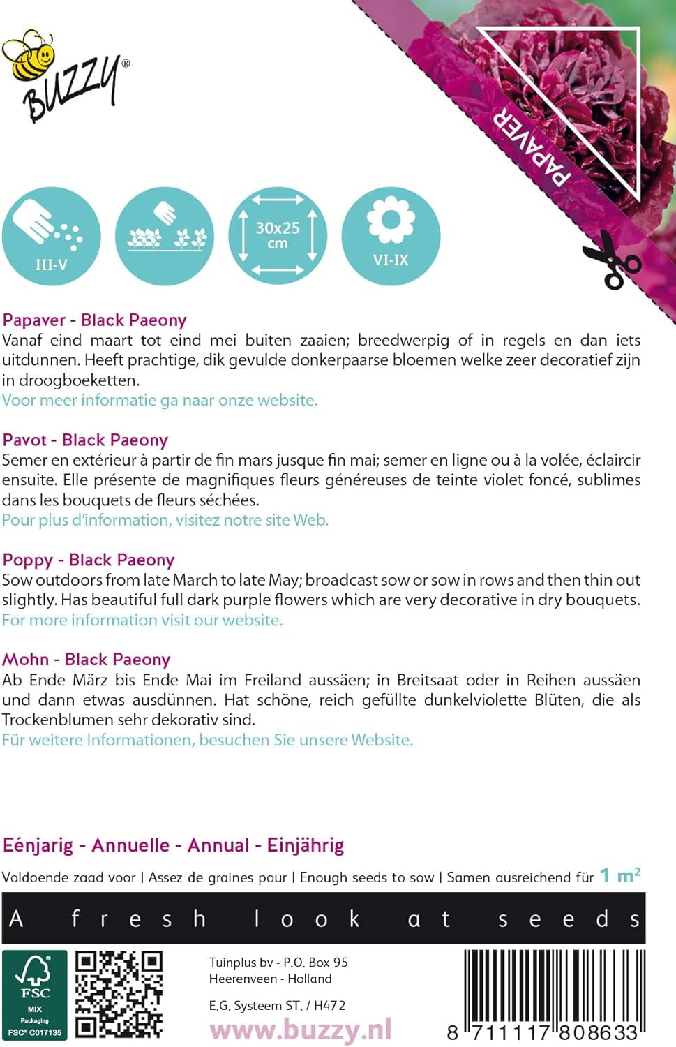 Buzzy Poppy virágai, Black Poppy Paeony